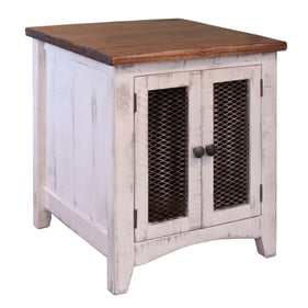 IFD Pueblo White Antiqued Mediun Brown End Table