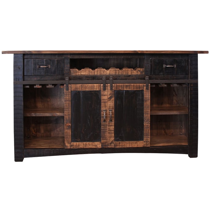 IFD Pueblo Black Medium Brown 2 Drawer Bar Table IFD-370BAR