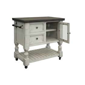 IFD Stone Ivory Antiqued Weathered Gray 2 Drawer Kitchen Island