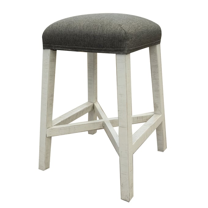 IFD Stone Ivory Antiqued Weathered Gray 24 Inch Stool IFD-4691STL24