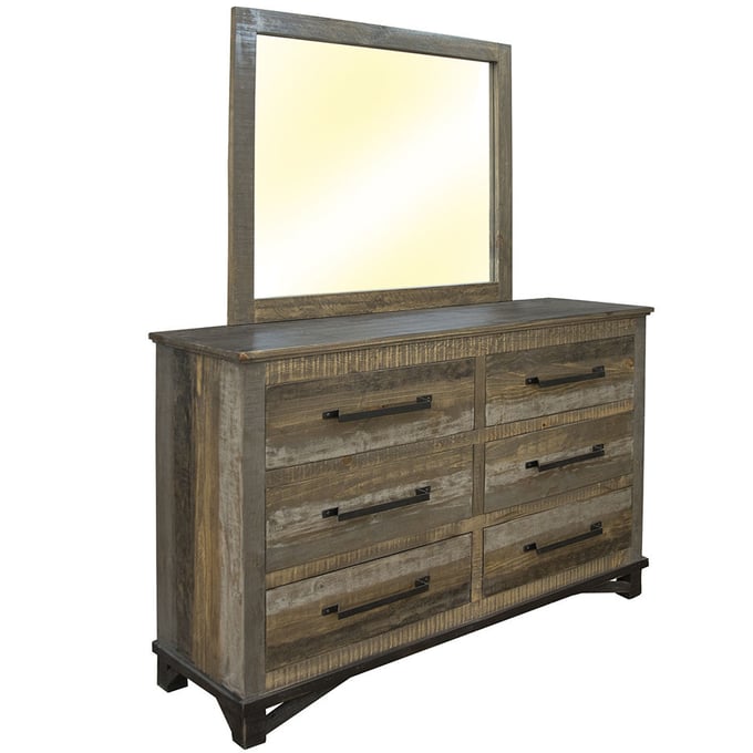 IFD Loft Brown Dresser And Mirror IFD-6441MIR-DRMR