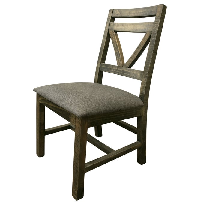 2 IFD Loft Two Tone Gray Brown Fabric Seat Chairs IFD-6552CHR