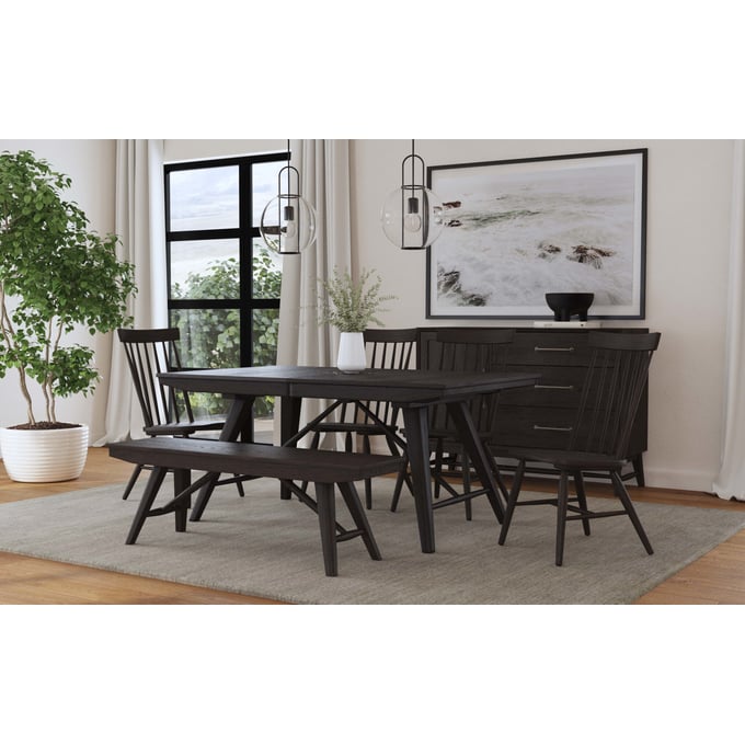 Intercon Bayside Black 6pc Dining Room Set with Bench INT-BY-TA-4084-BLK-DR-S7