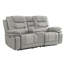 Intercon Cody Light Gray Dual Power Loveseat with Console