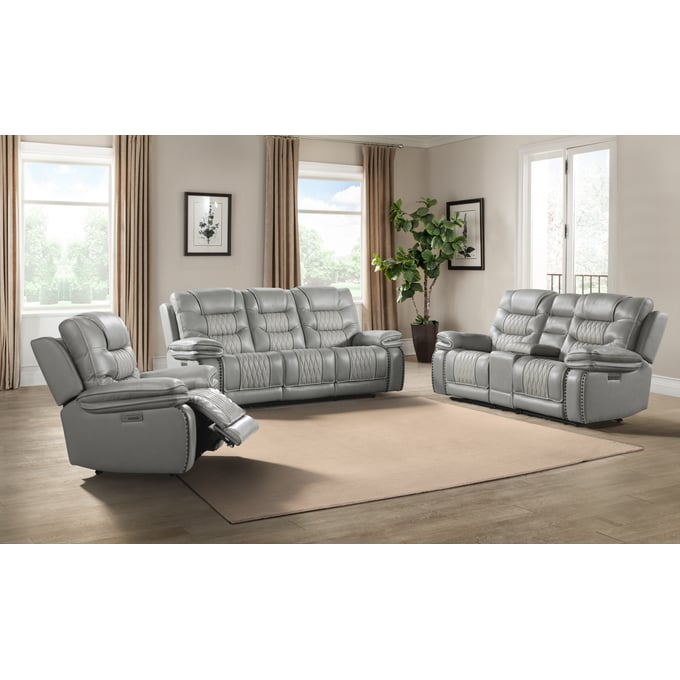 Intercon Cody Light Grey 3pc Living Room Set INT-CY-SF-388DPR-LGR-LR-S1