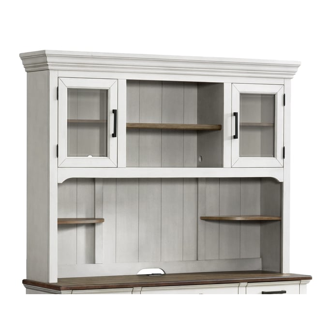 Intercon Drake Rustic White French Oak Credenza Hutch INT-DK-HO-6852H-RFO-C