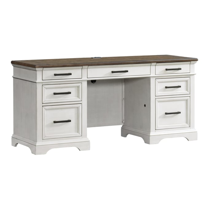 Intercon Drake Rustic White French Oak Executive Desk INT-DK-HO-6630ED-RFO-C