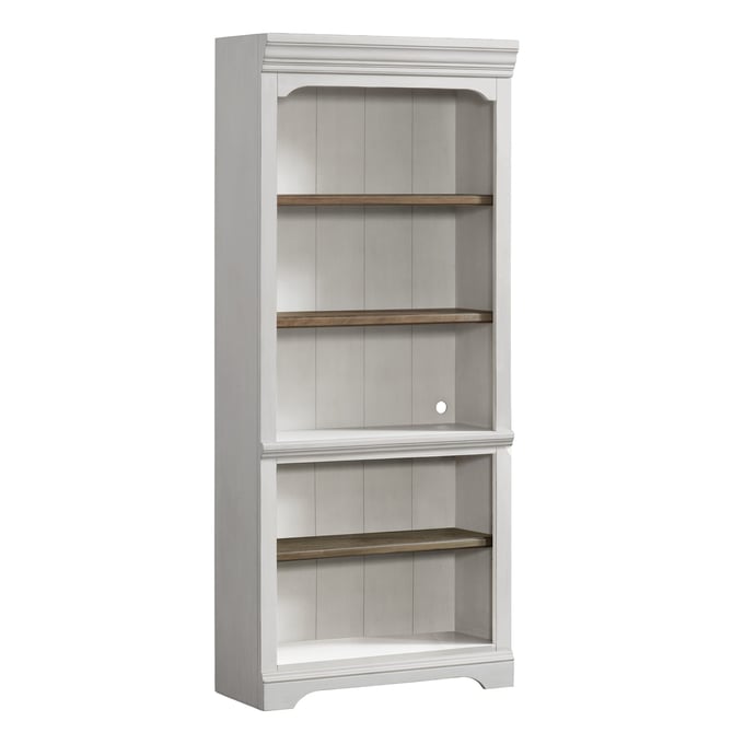 Intercon Drake Rustic White French Oak Bookcase INT-DK-HO-7632B-RFO-C