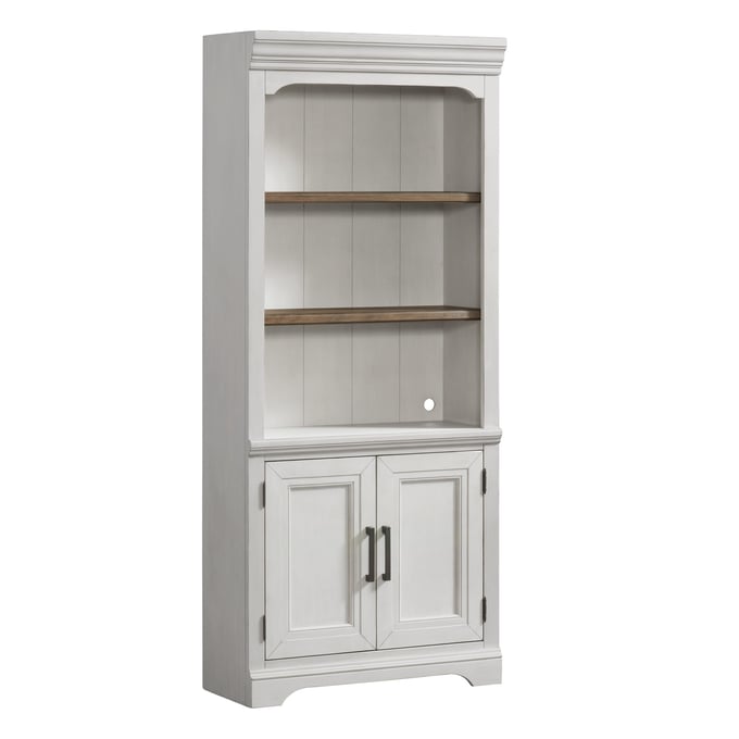 Intercon Drake Rustic White French Oak Bookcase with Door INT-DK-HO-7632BD-RFO-C