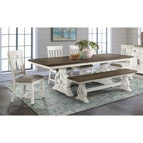 Intercon Drake Rustic White French Oak 6pc Dining Room Set