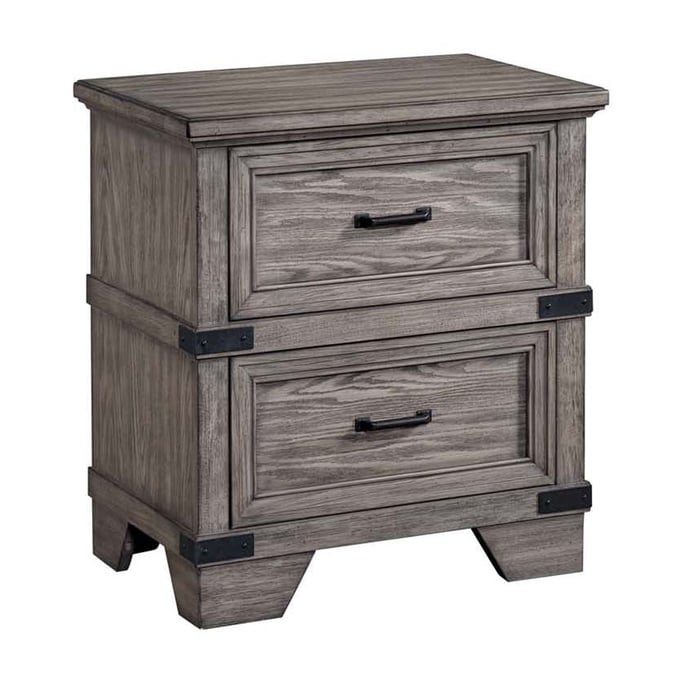 Intercon Forge Brushed Steel 2 Drawer Nightstand INT-FG-BR-4902-STE-C