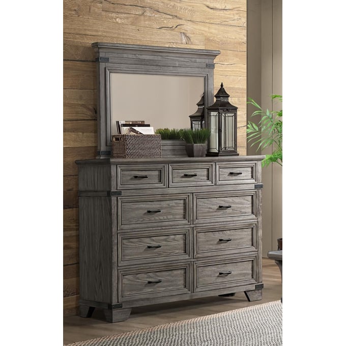 Intercon Forge Brushed Steel Dresser and Mirror INT-FORGE-DRMR