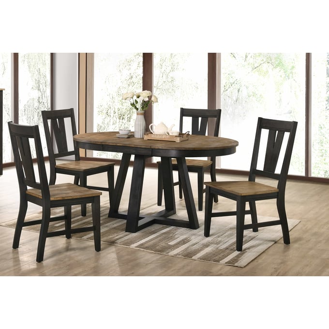 Intercon Harper Brushed Brown Pecan 5pc Dining Room Set INT-HARPER-DR-S3