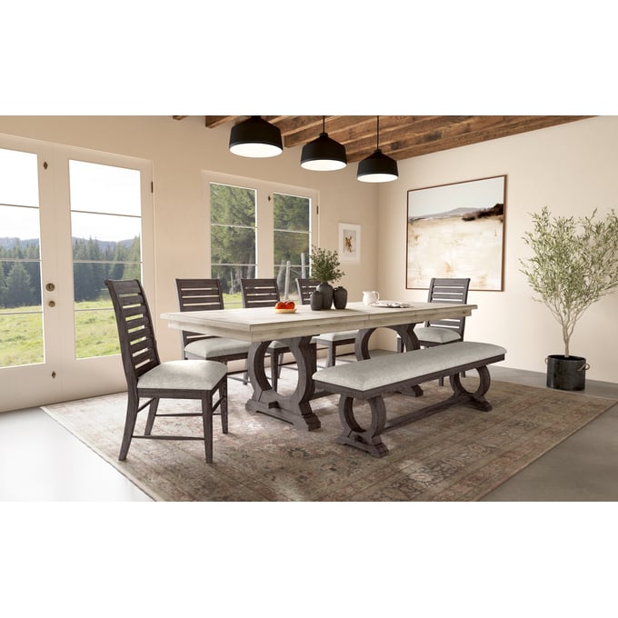 Intercon Kirkwood Reclaimed Oak Tobacco 7pc Dining Room Set INT-KW-CA-6840D-ROT-DR-S1