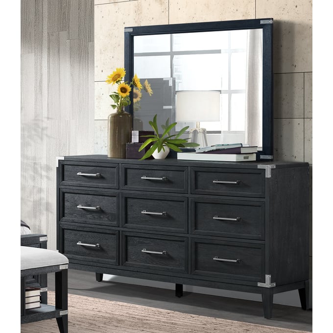 Intercon Laguna Weathered Steel Dresser and Mirror INT-LG-BR-2409-WST-DRMR