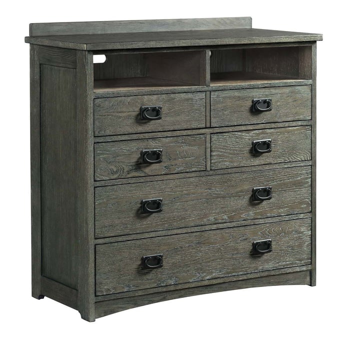 Intercon Oak Park Brushed Pewter 5 Drawer Media Chest INT-OP-BR-5806MC-PEW-C