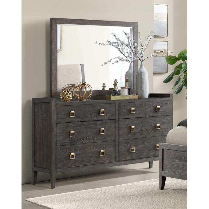 Intercon Portia Brushed Brindle Dresser and Mirror INT-PORTIA-DRMR