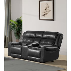 Intercon Regis Baron Charcoal Dual Power Loveseat with Console