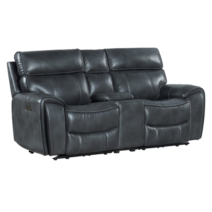 Intercon Summit Bolero Slate 3pc Loveseat with Console INT-SI-LS-268DPR-SLT-C