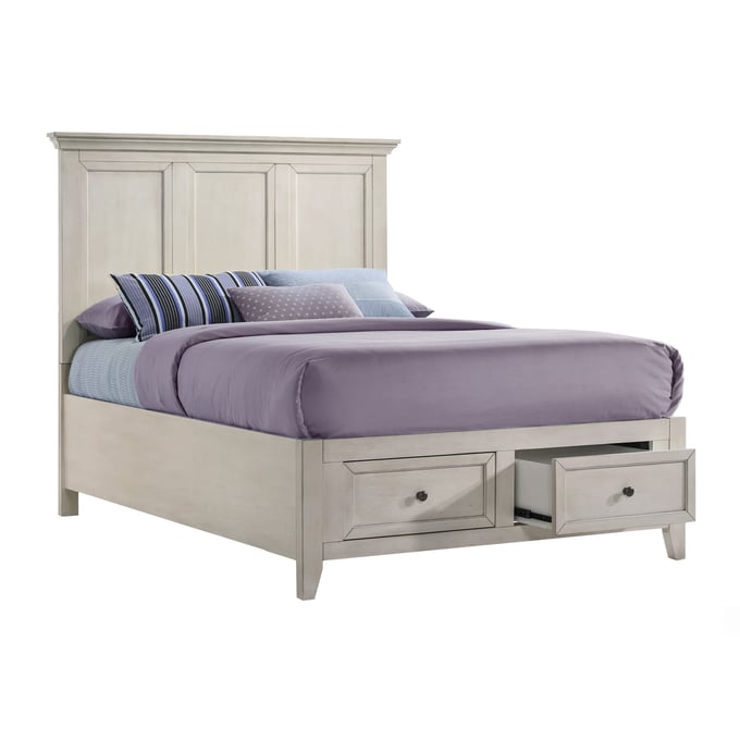 Intercon San Mateo Youth Rustic White Full Storage Footboard with Deck INT-SM-BR-4325FS-RWH-FB