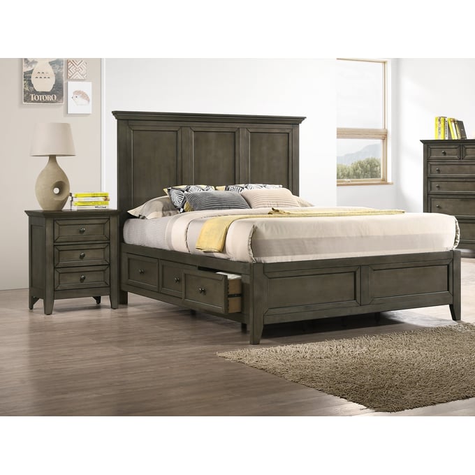 Intercon San Mateo Gray 4pc Bedroom Set With King Storage Bed INT-SM-BR-8865KS-GRY-BR-S1-4PC