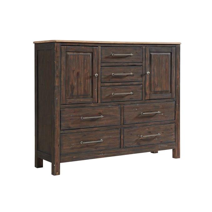 Intercon Transitions Driftwood Sable 7 Drawers Gentlemans Chest with Doors INT-TR-BR-3607D-DWS-C