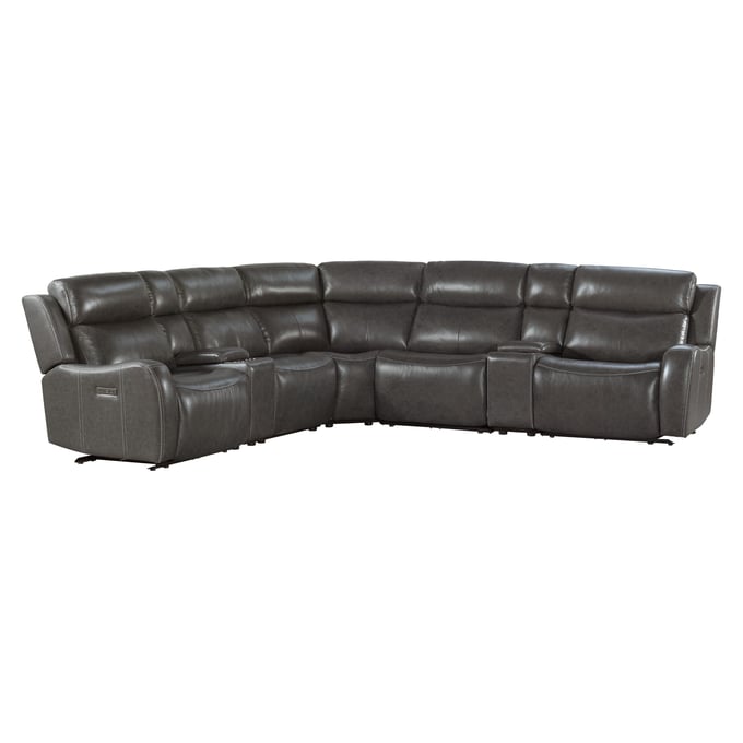 Intercon Wainwright Charcoal Grey Sectional With Console INT-WAINWRIGHT-SEC