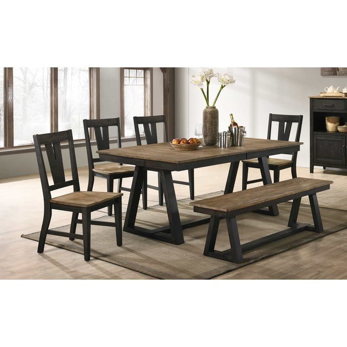 Intercon Harper Brushed Brown Pecan 6pc Dining Room Set INT-HARPER-DR-S5