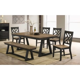 Intercon Harper Brushed Brown Pecan 6pc Dining Room Set With Bench