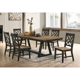 Intercon Harper Brushed Brown Pecan 7pc Lattice Back Dining Room Set