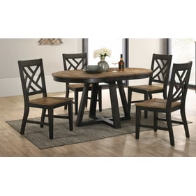 Intercon Harper Brushed Brown Pecan 5pc Lattice Back Dining Room Set