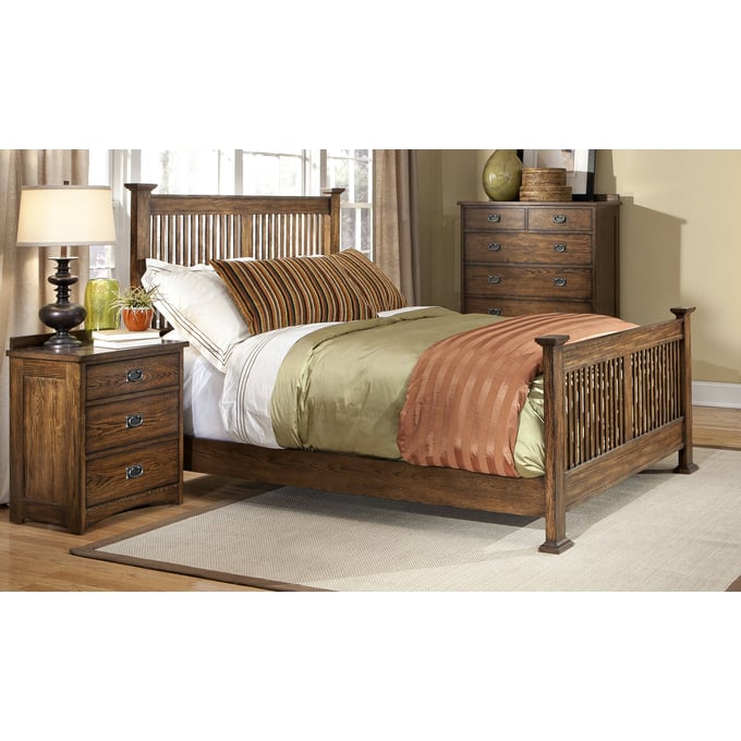 Intercon Oak Park Mission 2pc Bedroom Set With Queen Slat Bed INT-OP-BR-5825Q-BR-S3