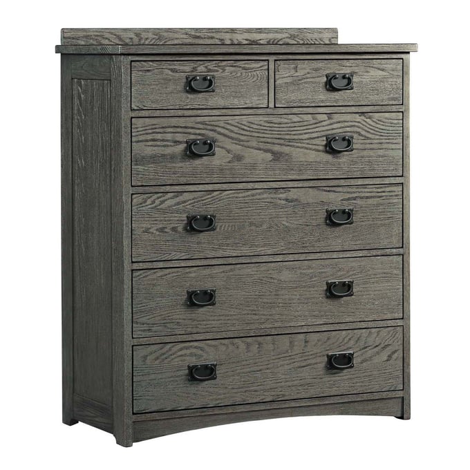 Intercon Oak Park Brushed Pewter 6 Drawer Chest INT-OP-BR-N5806-PEW-C