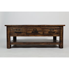 Jofran Furniture Cannon Valley Distressed Medium Brown Drawer Cocktail Tabl...