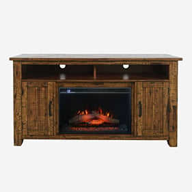 Jofran Furniture Cannon Valley 60 Inch TV Stand with Electric Fireplace