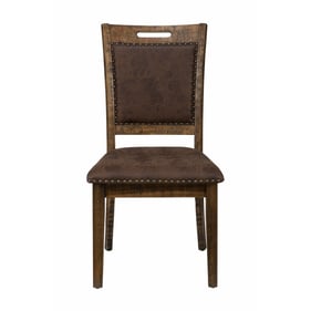 2 Jofran Furniture Cannon Valley Distressed Medium Brown Upholstered Back D...