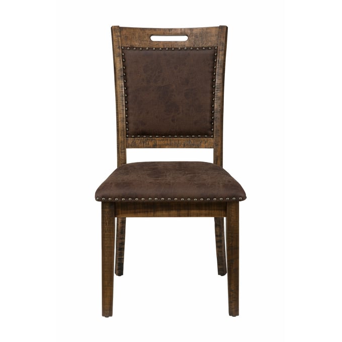 2 Jofran Furniture Cannon Valley Distressed Medium Brown Upholstered Back Dining Chairs JFN-1511-380KD