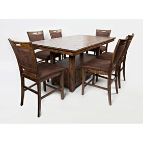 Jofran Furniture Cannon Valley Distressed Medium Brown 7pc Counter Height S...