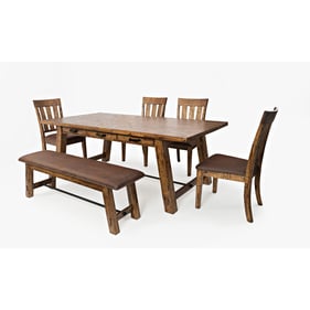 Jofran Furniture Cannon Valley Distressed Medium Brown 6pc Dining Room Set