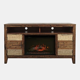 Jofran Furniture Painted Canyon Rustic TV Stand with Electric Fireplace