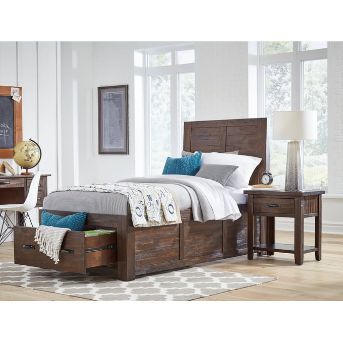 Jofran Furniture Jackson Lodge Dark Brown 2pc Kids Bedroom Set With Twin Drawer Bed JFN-1605-656667KT-S1