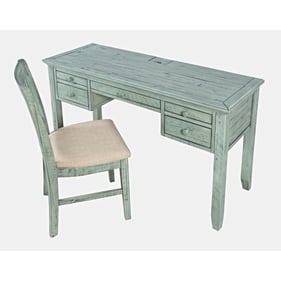 Jofran Furniture Rustic Shores Surfside Blue USB Charging Desk And Chair Se...