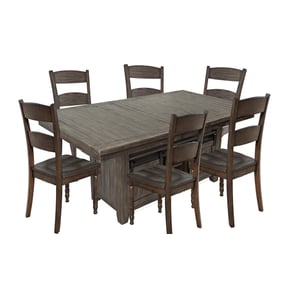 Jofran Furniture Madison County Barnwood Brown 7pc Dining Room Set With Lad...