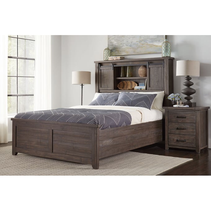 Jofran Furniture Madison County Barnwood Brown 2pc Bedroom Set With King Storage Bed JFN-1700B-KBDHB-KPFB-BR-S1