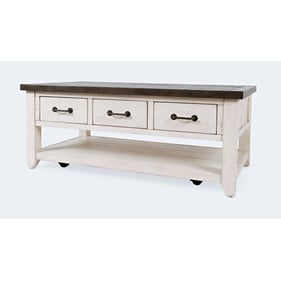 Jofran Furniture Madison County Vintage White Harris 3 Drawers Cocktail Tab...