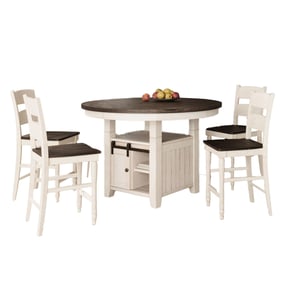 Jofran Furniture Madison County Vintage White 5pc Counter Height Set with L...