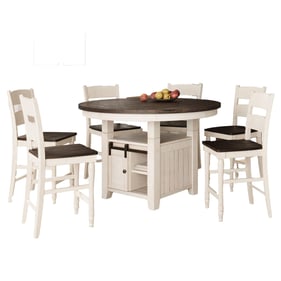 Jofran Furniture Madison County Vintage White 7pc Counter Height Set with L...