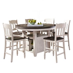 Jofran Furniture Madison County Vintage White 7pc Counter Height Set with S...