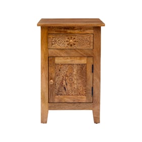 Jofran Furniture Global Archive Natural Hand Carved Accent Table