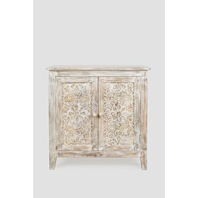 Jofran Furniture Global Archive Distressed White Hand Carved Accent Chest